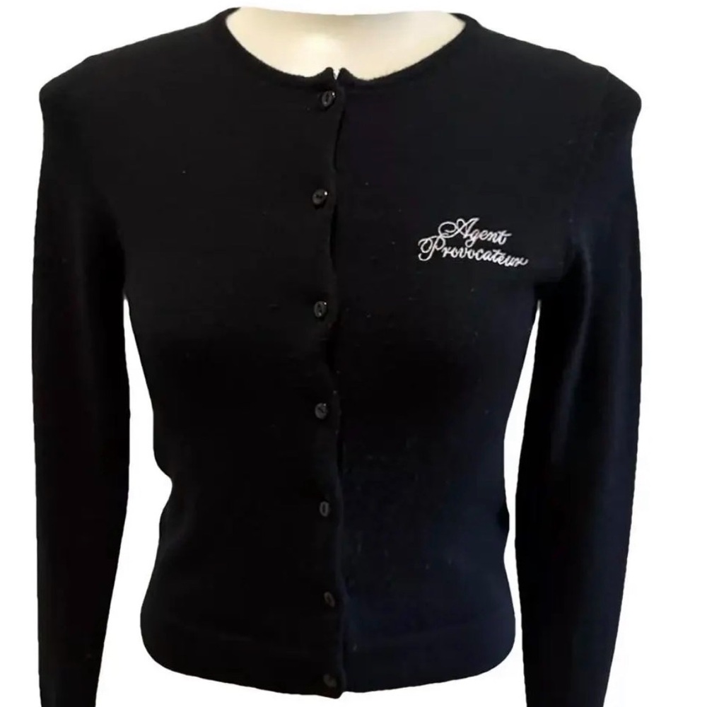 RARE Agent Provocateur Black Wool Cardigan